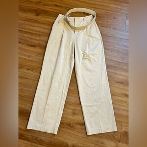 Pure and Simple Brand NWT Cream Women's Trousers With Belt